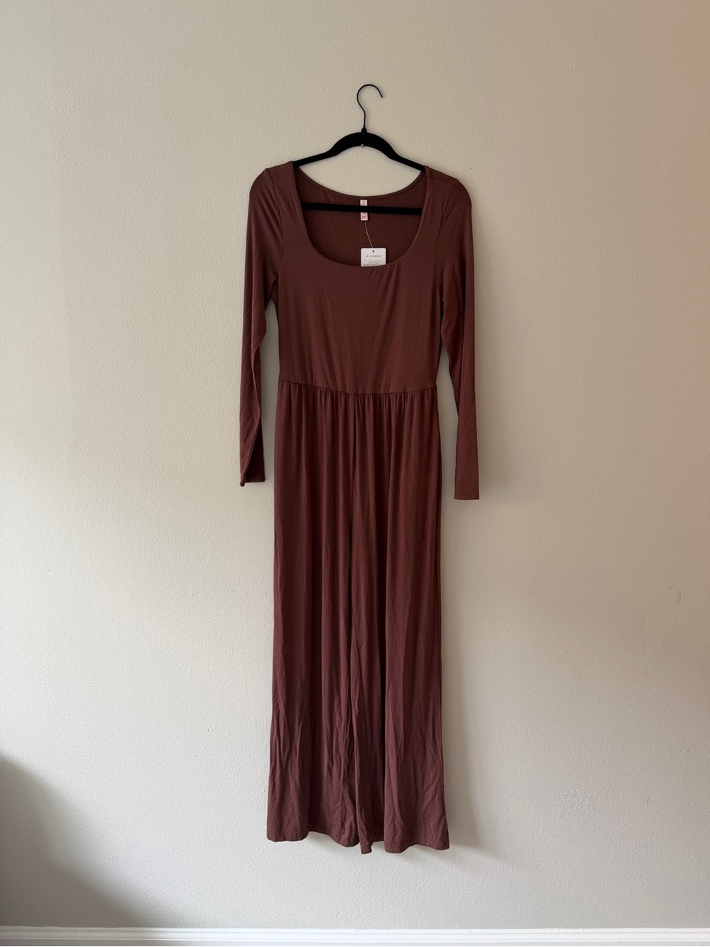 Wide-Leg Brown Jumpsuit - Picture 7 of 9